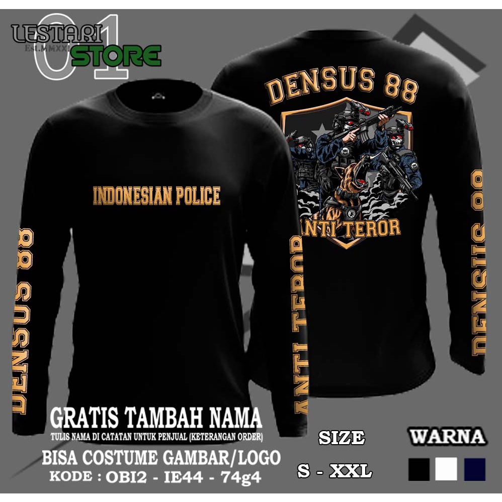 KAOS POLISI DENSUS 88 ANTI TEROR - TSHIRT DENSUS 88 -KAOS PANJANG POLISI DENSUS 88 ANTI TEROR - MENG