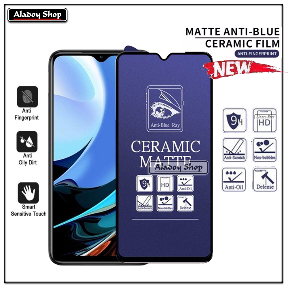 PAKET 3IN1 Anti Gores Blue Matte Anti Glare Xiaomi Redmi 9T + Tempered Glass Camera dan Skin Carbon