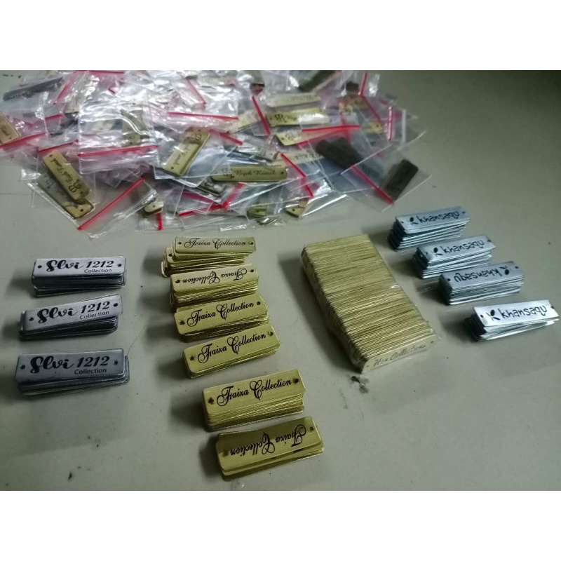 Label hijab fashion custom Kuningan dan stainless.