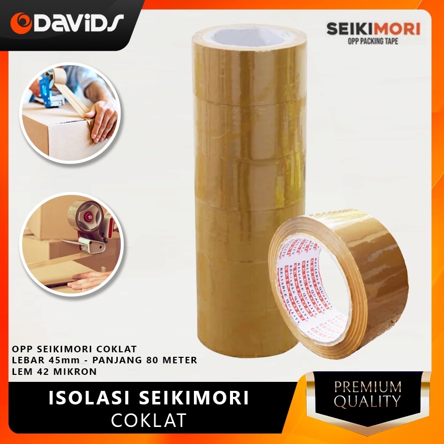 Lakban Bening Coklat Besar Solasi Isolasi Solatip Selotip Seikimori