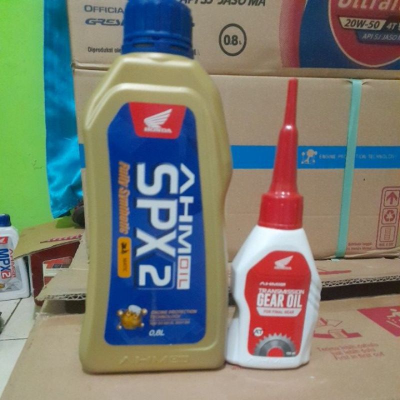 Paketan Oli motor matic honda SPX 2 800ml dan oli gardan AHM 120ml original oli motor matic honda va