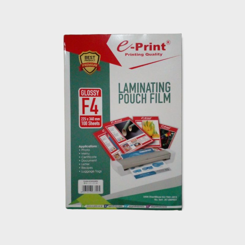 Jual PLASTIK LAMINATING EPrint F4/FOLIO / PLASTIK LAMINASI / LAMINATING / GLOSSY Shopee Indonesia
