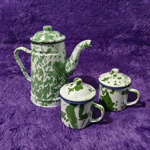 Set Teko Jadul 13 Timbangan + 2 Mug 8cm Blirik – Gelas & Teko Enamel Retro