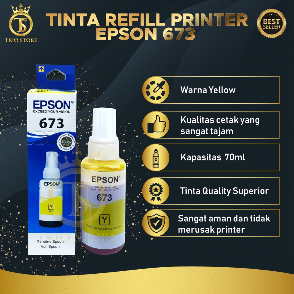 1 SET 6 PCS Tinta Epson 673 For Printer L800 L805 L850 L1800 Premium