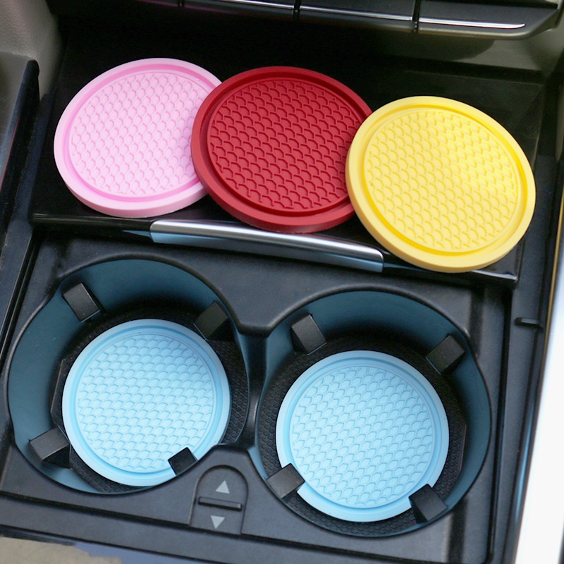 Tatakan Gelas Mobil PVC Travel Auto Cup Holder Insert Coaster Anti Slip Aksesoris Interior Kendaraan Cup Mats