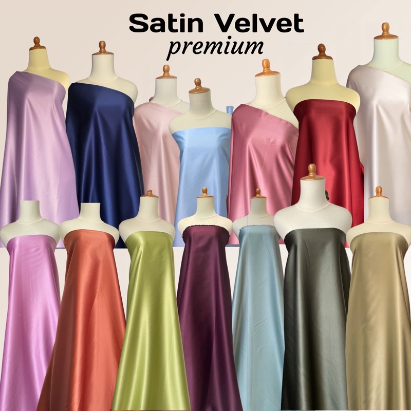 Kain Silk Satin Saten Meteran Furing Kebaya Velvet Premium Bahan Seragam Bridesmaid Bisa Untuk Background Foto Produk Warna Sage Green