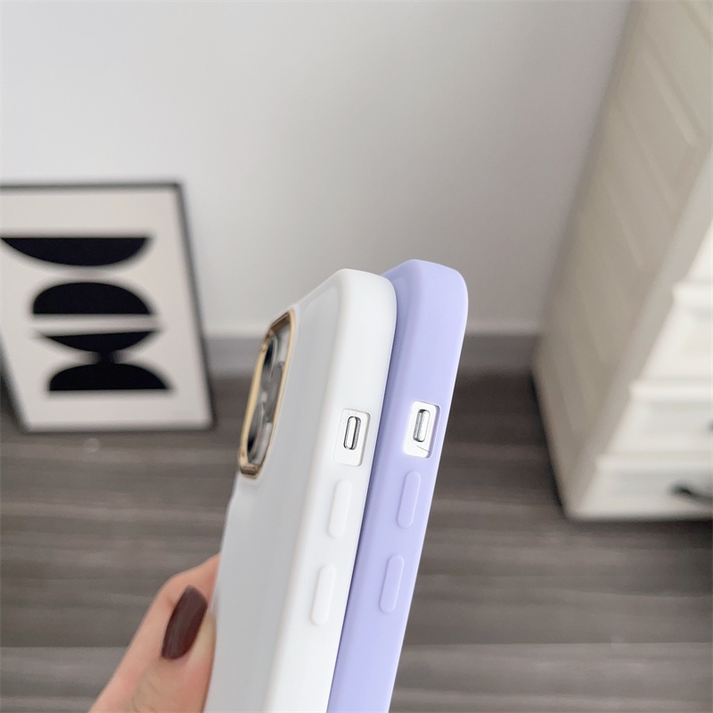 IPHONE Casing Belakang Full Soft TPU Untuk Iphone14 13 12 11 Pro X XS Max7 8 14 Plus XR Lensa Metal Modis Casing Anti Jatuh