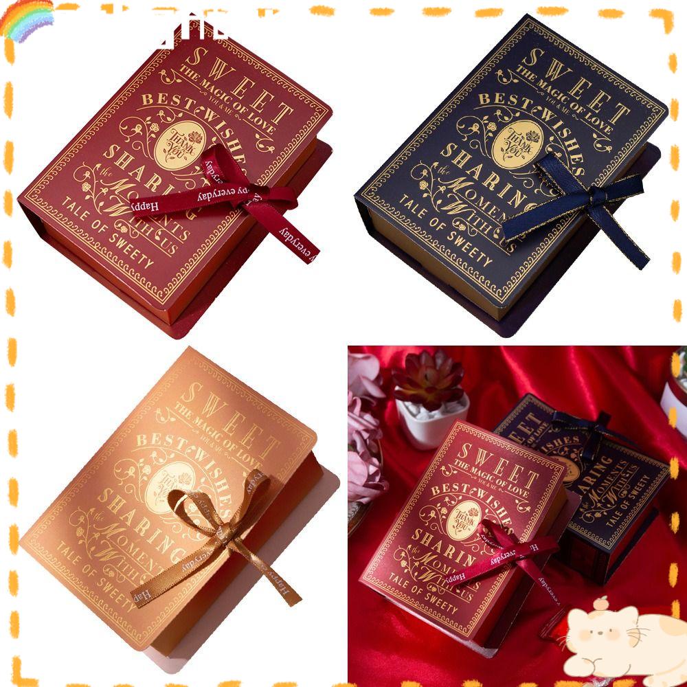Solighter 3PCS Packaging Box Perlengkapan Pernikahan Kotak Hadiah Kreatif Bentuk Buku Gift Box
