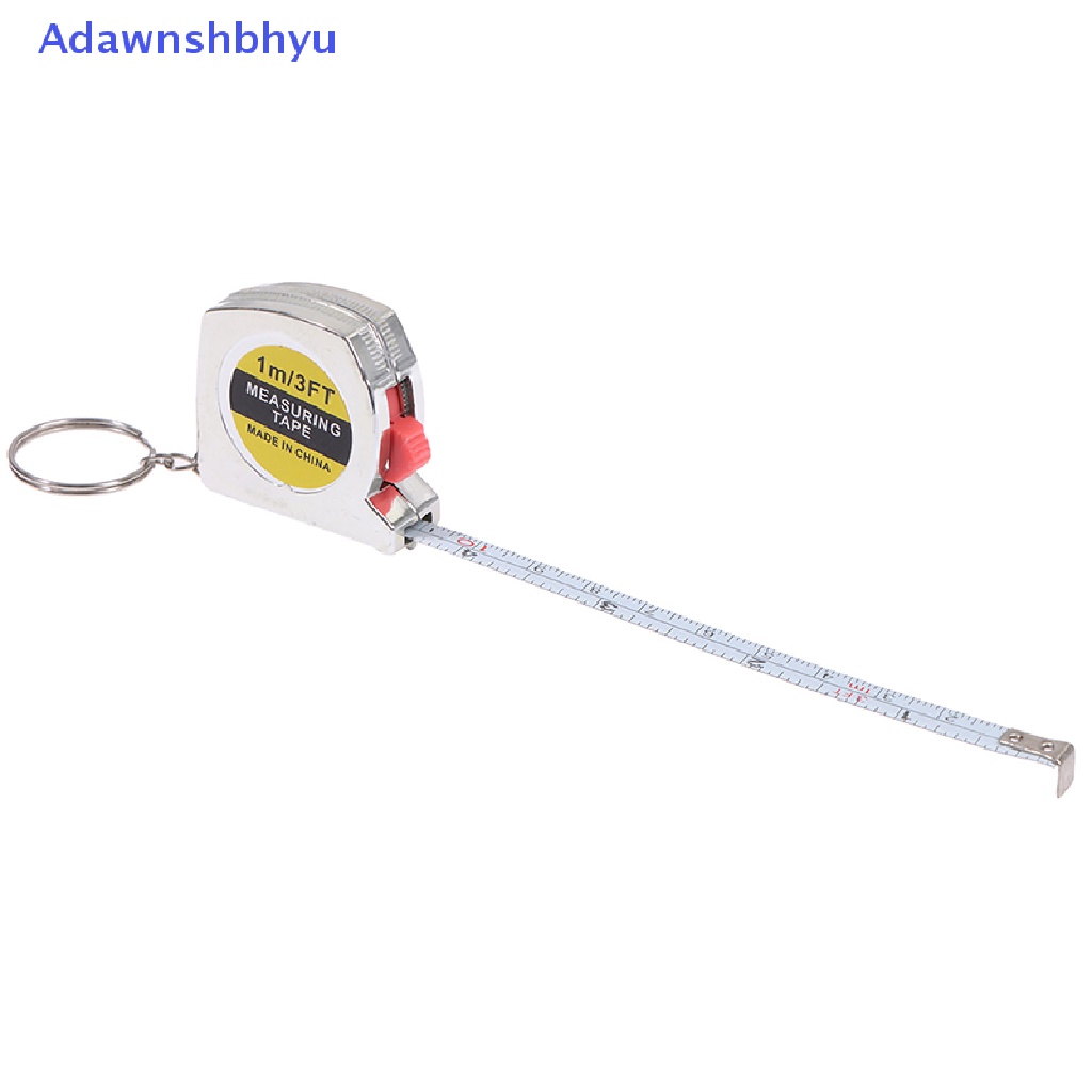 Adhyu 1M/3ft Penggaris Pengukur Saku Stainless Steel Yang Dapat Ditarik Tape Measure Keychain ID