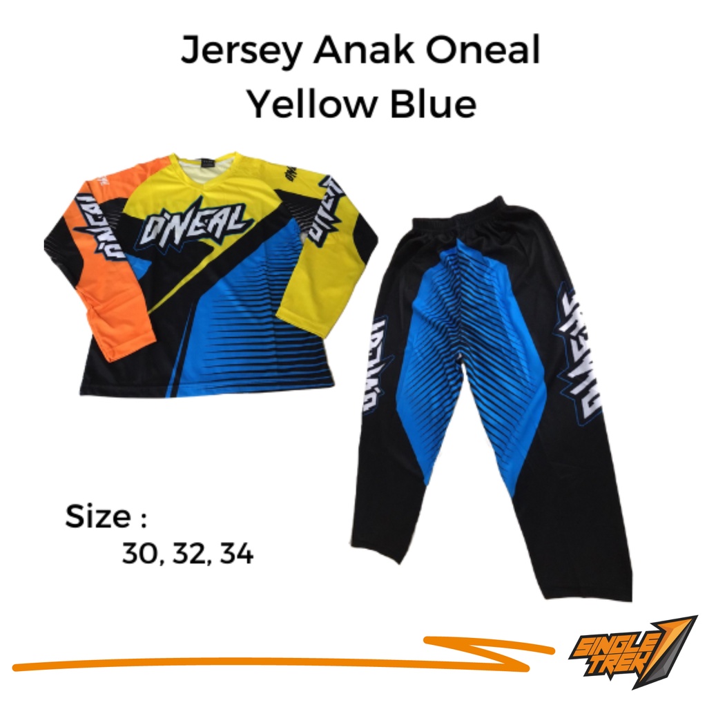 Jersey Sepeda Anak Boy Kids Motorcros printing set JAOB Yellow Blue