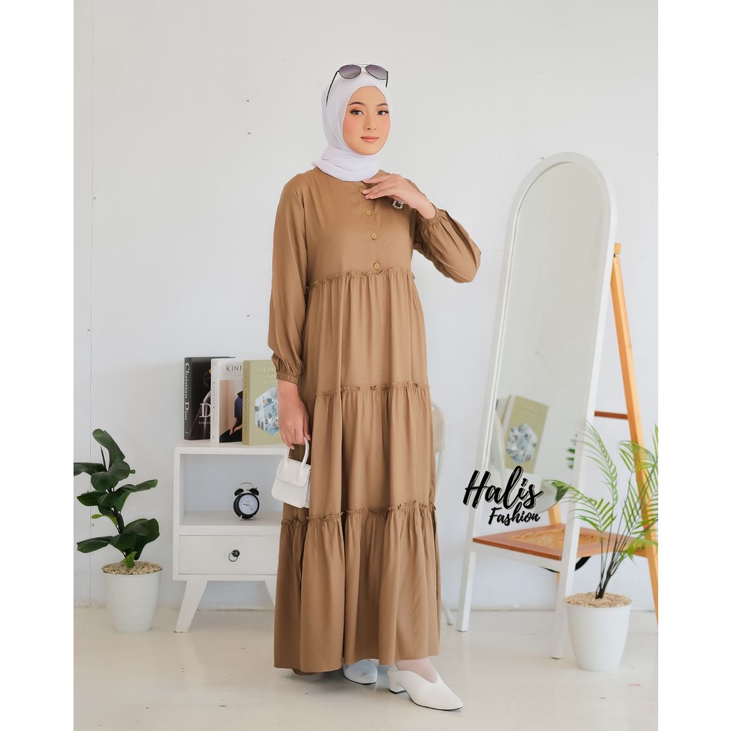 Halis Susun/ Produk Original Halis Fashion/ Gamis Busui Bahan Rayon Twill