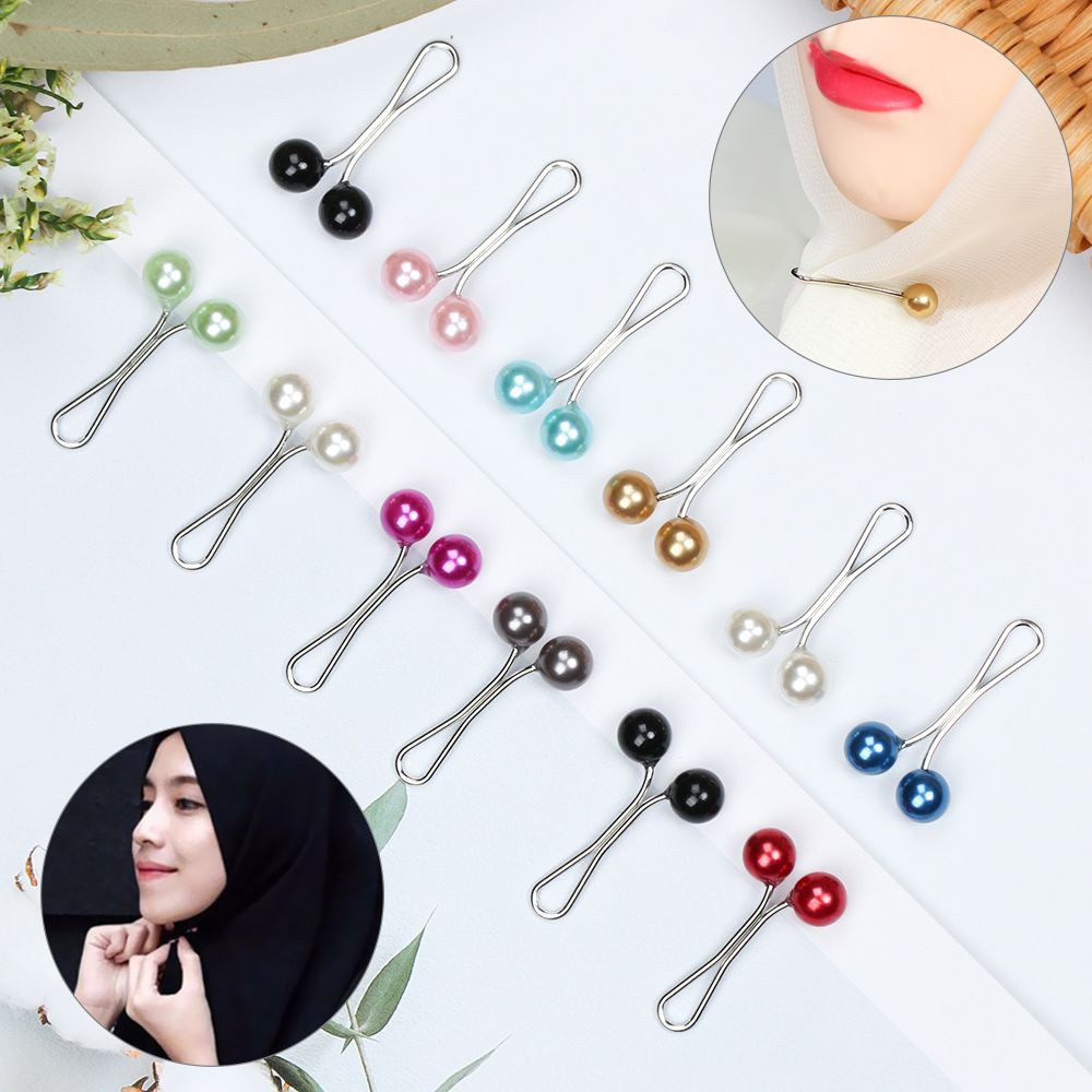 12pcs /Set Wanita Muslim Syal Hijab Klip Bros Mutiara Brooch Fix Hijab Hadiah Untuk Teman Kostum Aksesoris Perhiasan