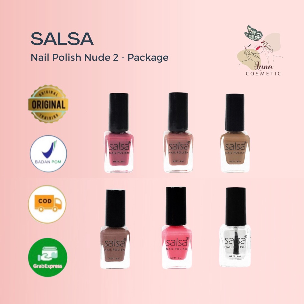 SALSA Nail Polish Nude 2 - Kutek Tahan Lama Cat Kuku | Paket isi 6