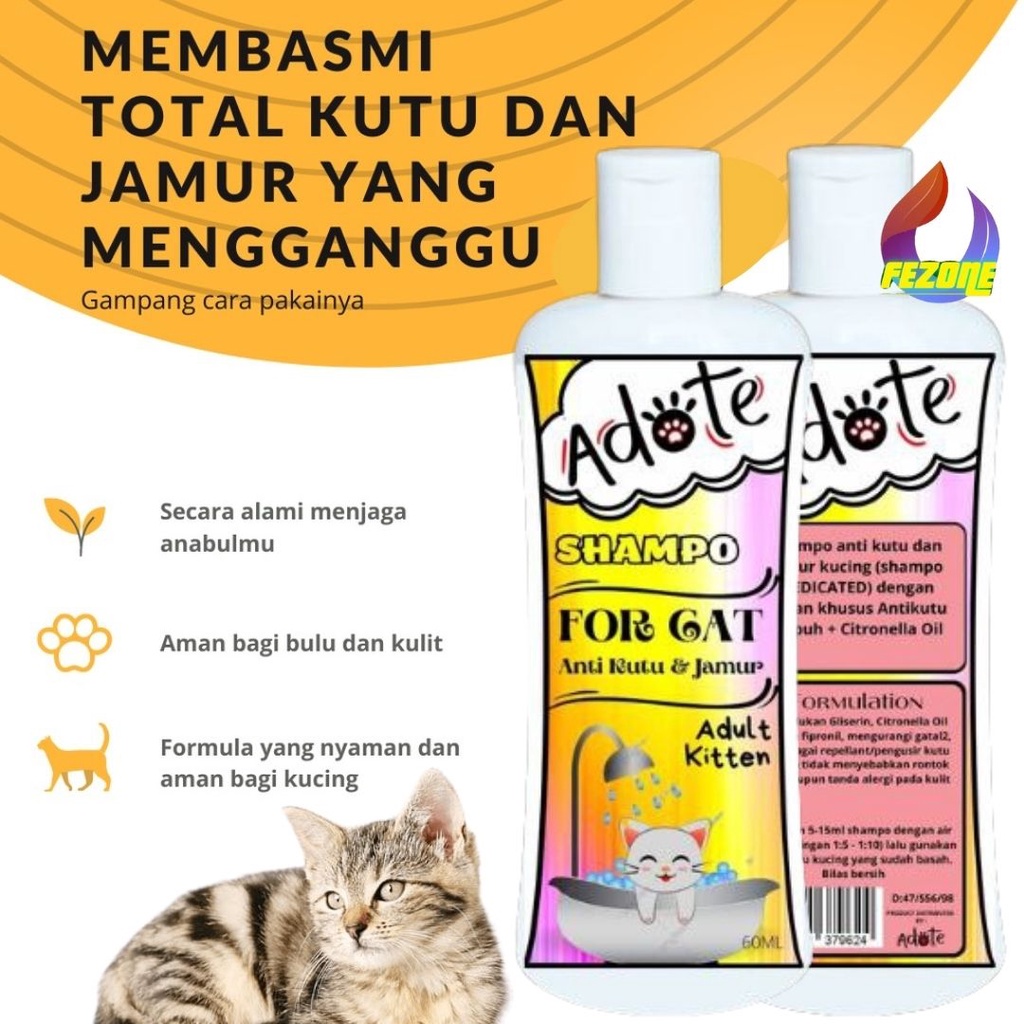 SAMPO KUCING/ANJING ANTI KUTU JAMUR DAN BAKTERI ADOTE FEZONE