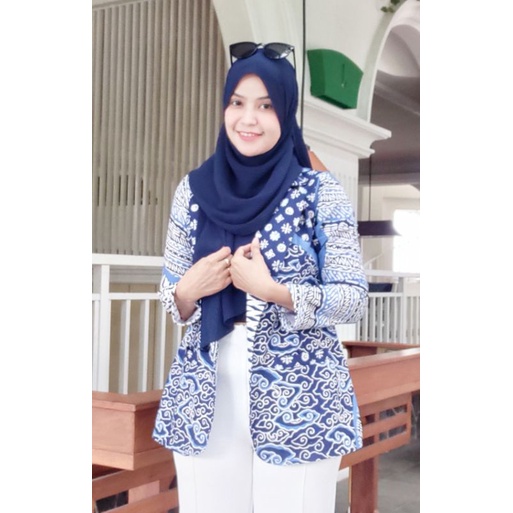 Naora blazer batik full furing trikot batik cap batik kantor