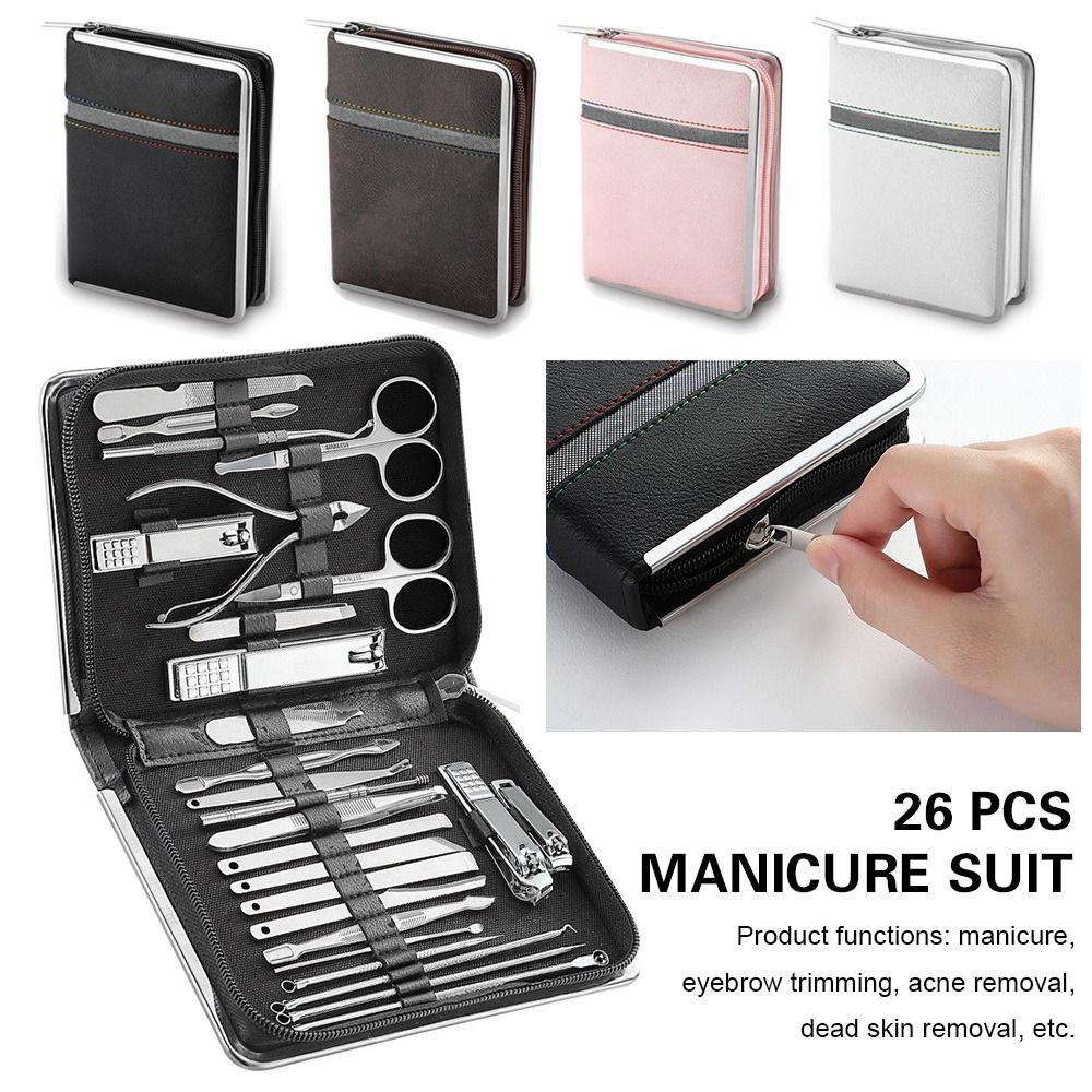 Solighter 26pcs 26pcs Manicure Suit New Nail Removal Alat Perawatan Kaki Toe Forceps Gunting Nail Shaper Gunting Kuku