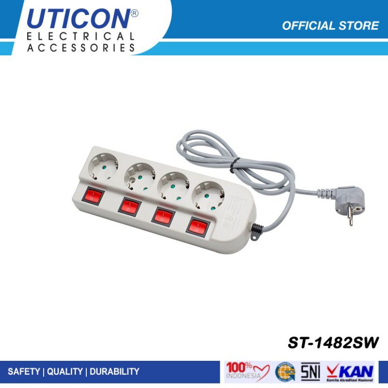 Uticon ST-1482SW Stop Kontak Multi 4 Lubang