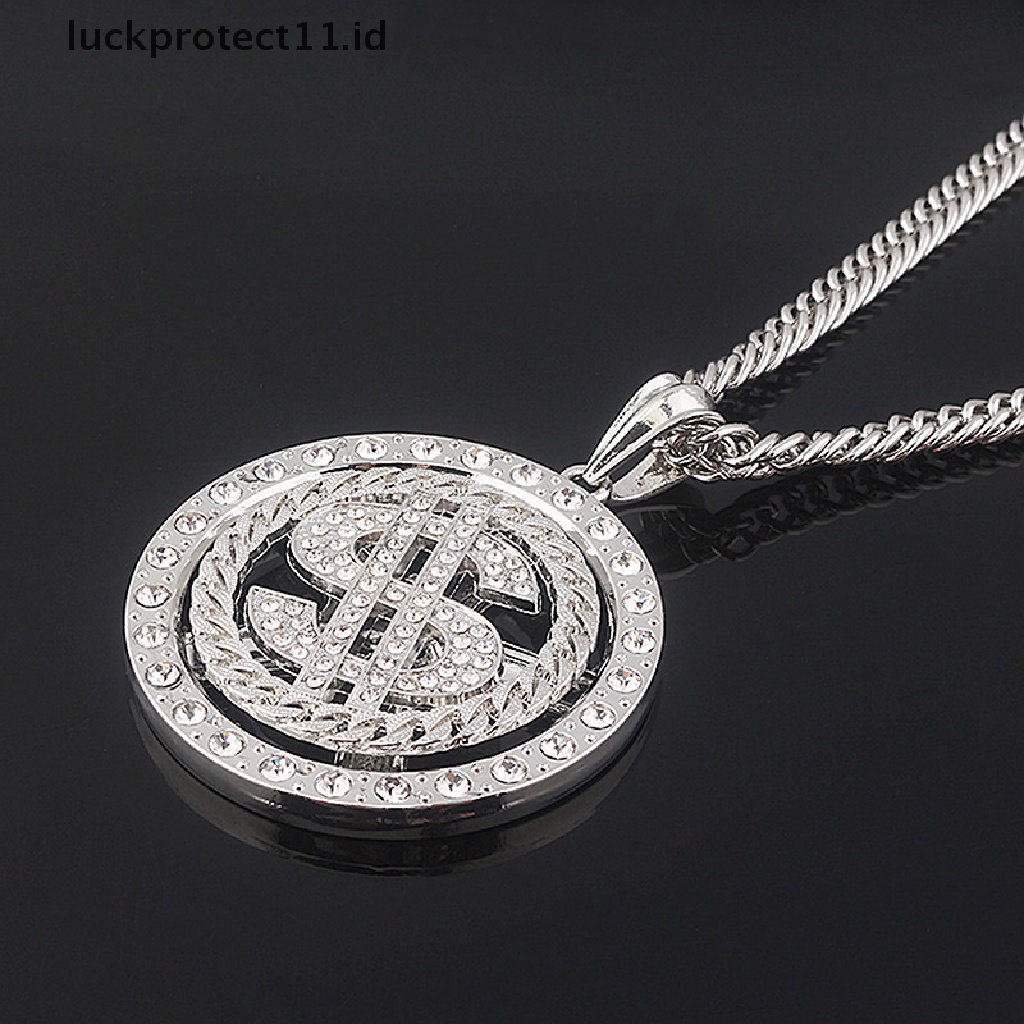 /Fashion Hot// Fashion// Tanda Uang Dolar As Yang Dapat Diputar Besar Liontin Kalung Pria Rapper Hip Hop.