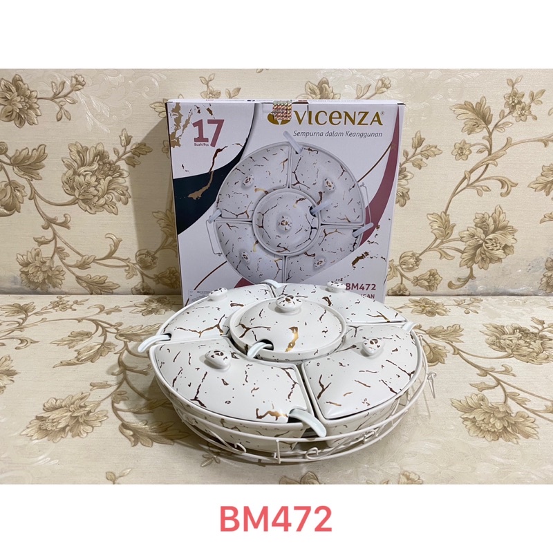 Prasmanan Keramik Set Vicenza Warna Putih Dengan Roda Putar BM472