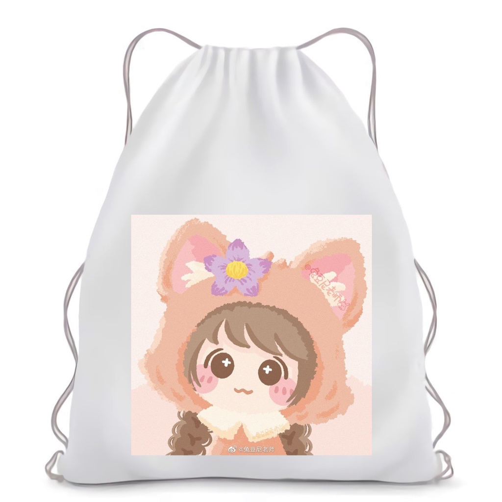 BISA CUSTOM FOTO SABLON Stringbag drawstring Printing Kawaii Girls Motif Anak Lucu imut tas sekolah ransel serut tas kekinian || Kiiyoomii ||