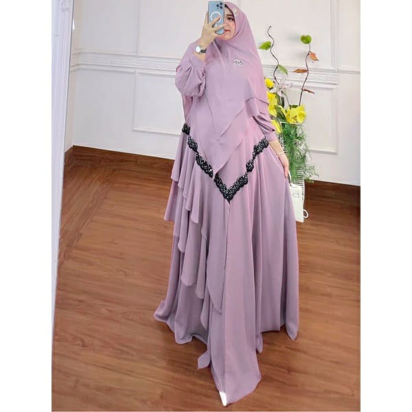 GAMIS STORE | Mariam Syarii Ceruty Babydoll Premium Fit To XL Besar l Gamis Pesta Syar'i Wanita Muslim