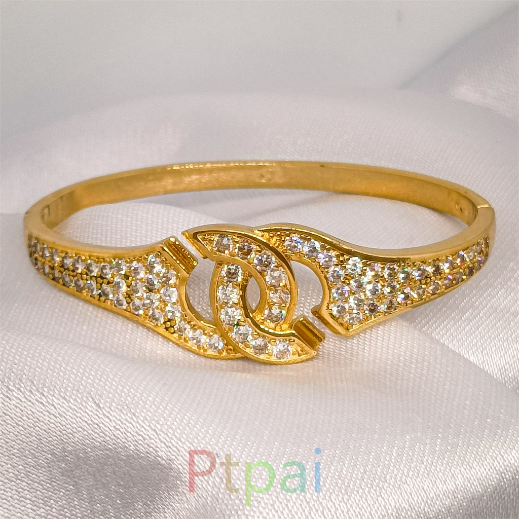 gelang tangan wanita Xuping berlapis emas dengan mata zicron Bracelet lapis emas