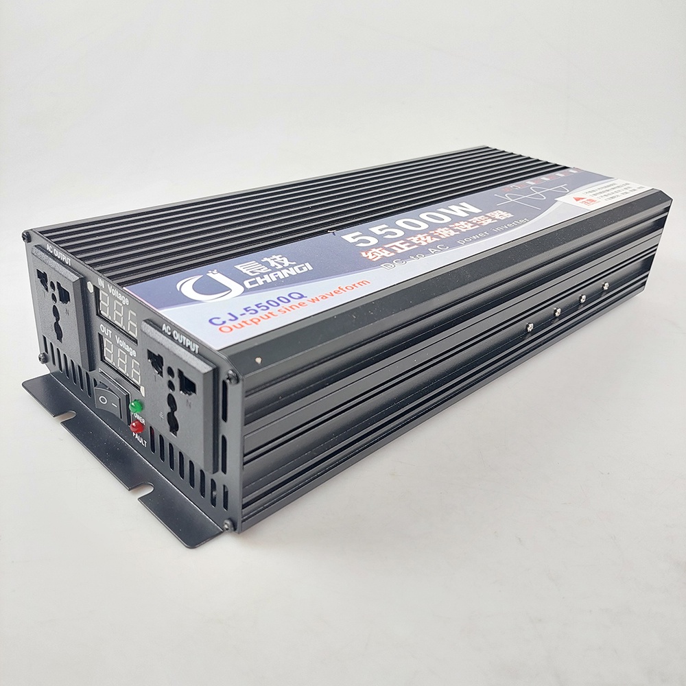 CHANGI Power Inverter Pure Sine Wave DC 12V to AC 220V 5500W - CJ-5500Q - Black