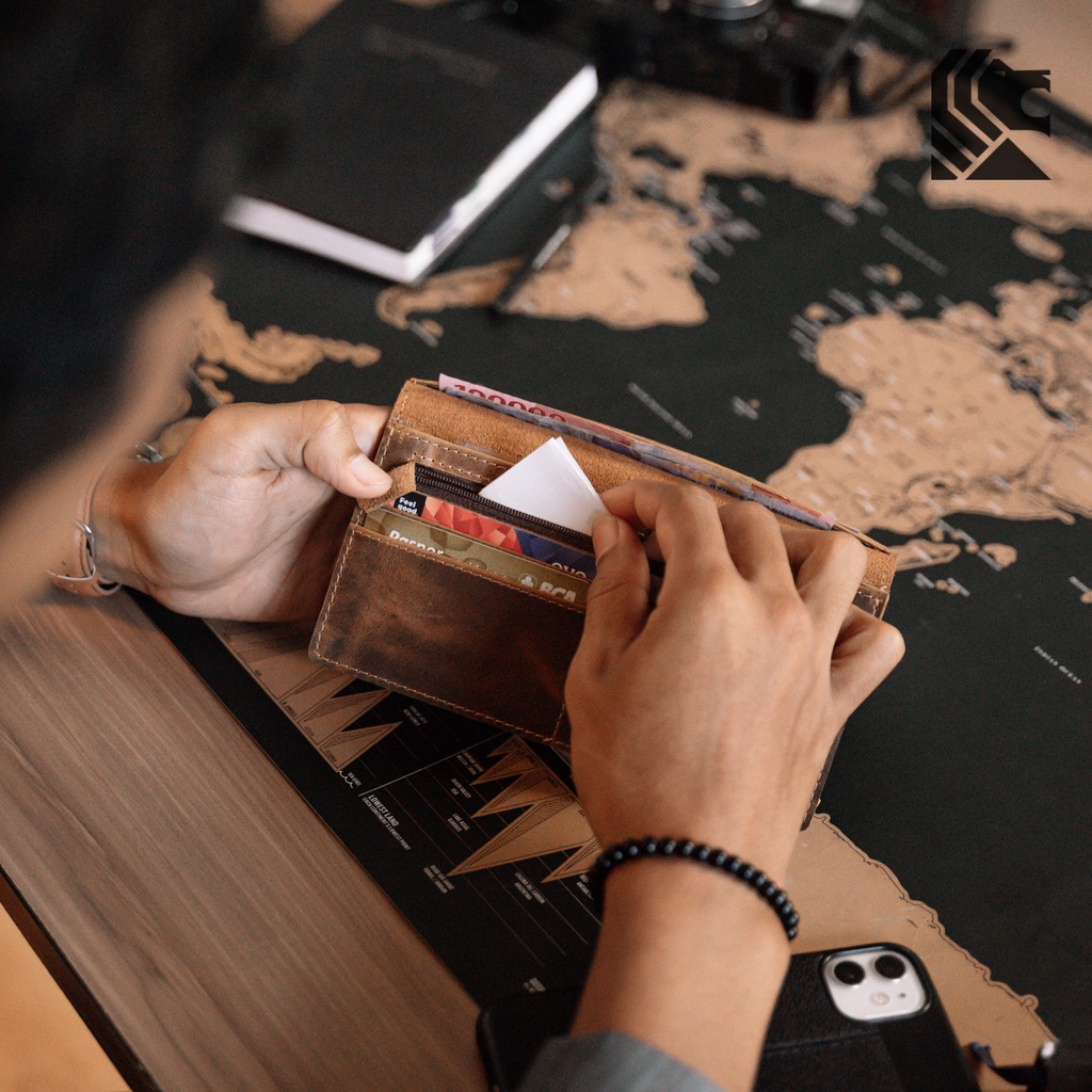 Dompet Panjang Kulit Pria Branded Reven Prabu Leather Wallet Bahan 100% Kulit Sapi Asli Original Premium Cowok Keren Terbaru