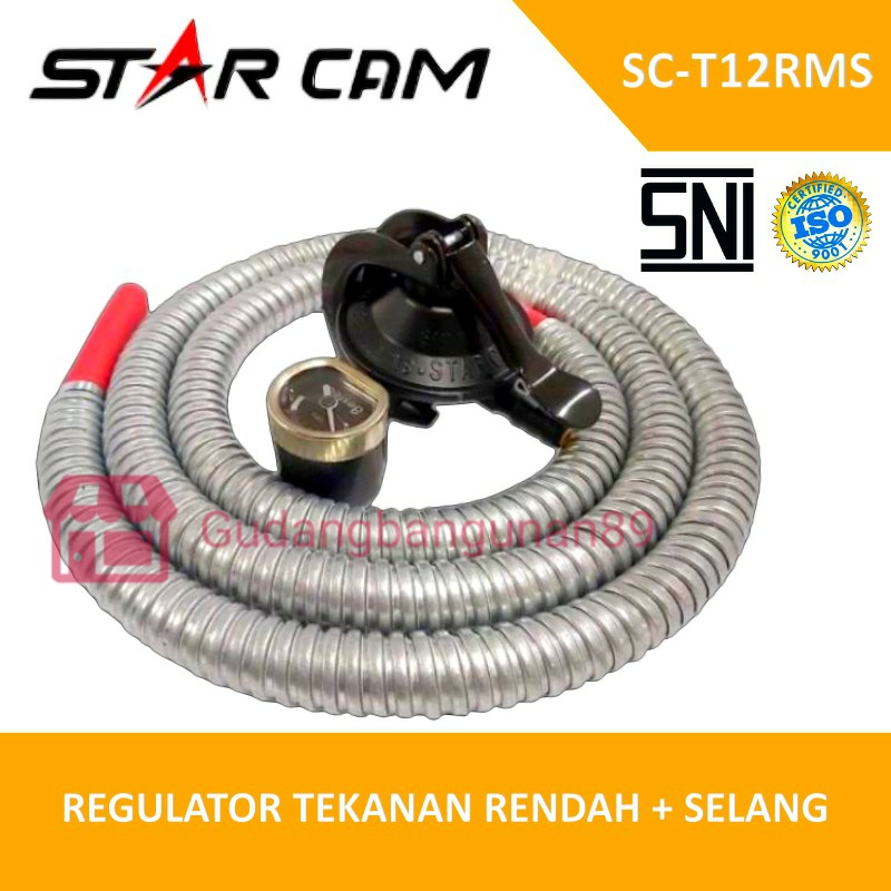 Regulator Gas LPG Meter Paket Selang StarCam Destec Tekanan Rendah SNI - Regulator Gas Masak LPG Set