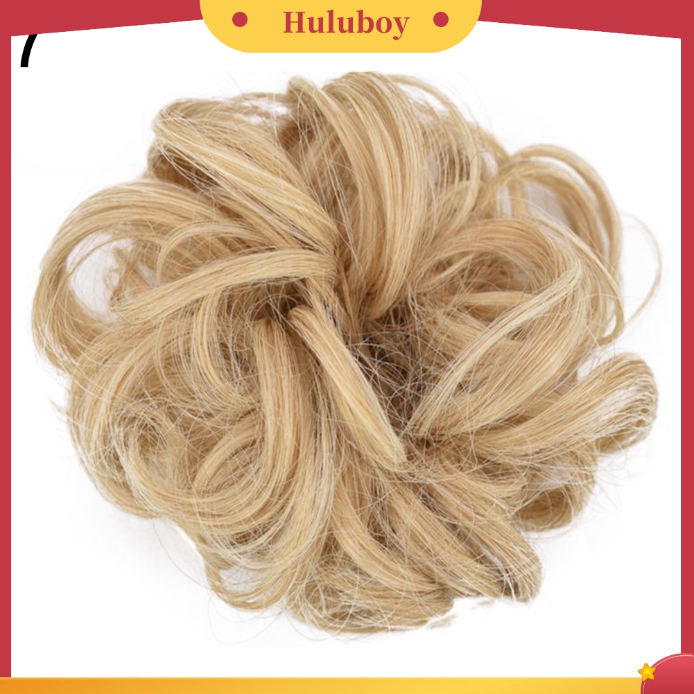 Wig Rambut Ekstensi Model Keriting Gelombang Messy Donut Chignons Untuk Wanita