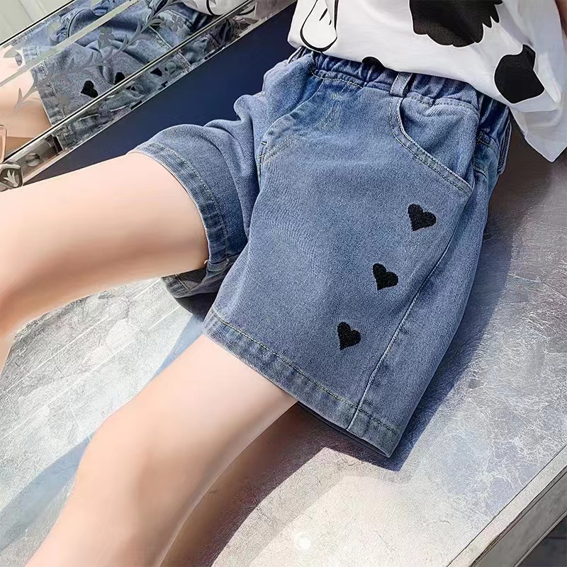 【Happy Baby】0-5Tahun DK001Celana jeans anak perempuan pinggang karet love fashion anak import