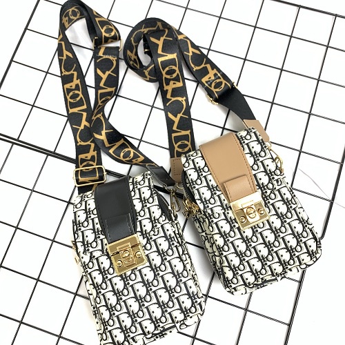 Tas HP Sling Mini Selempang Fashion Wanita Motif Dua Ruang Elegant dan Kekinian