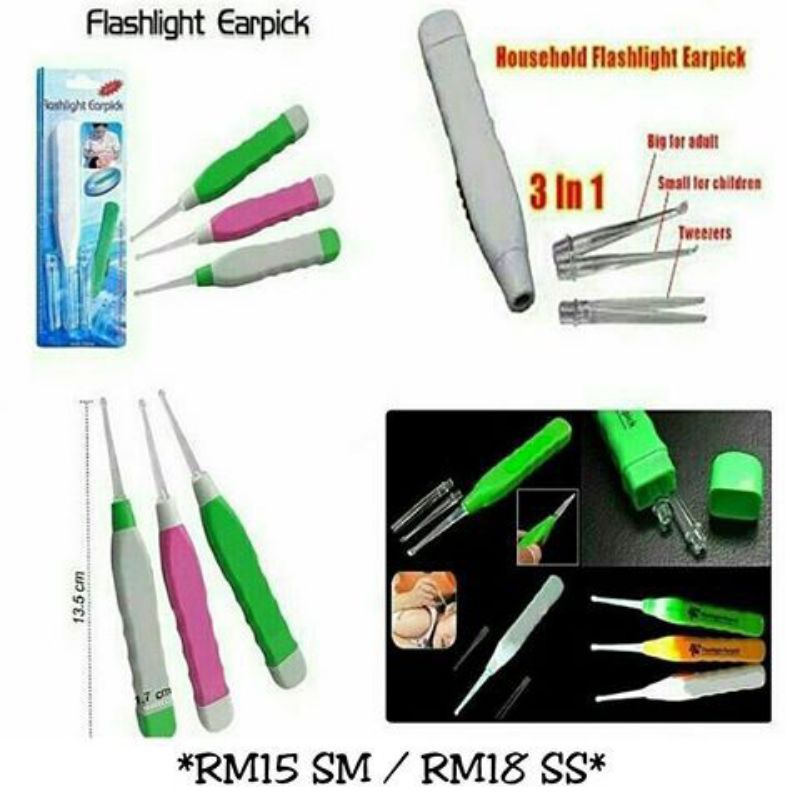 KOREK KUPING NYALA - Alat Pembersih Telinga dengan Lampu LED - Earpick Flash Light