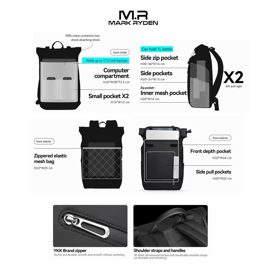 Mark Ryden MR2908 Backpack Bag USB - Tas Ransel Laptop 17&quot;