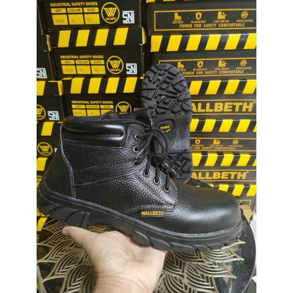 SEPATU SAFETY BOOTH KING WALLBETH TIPE W25 FULL KULIT ASLI