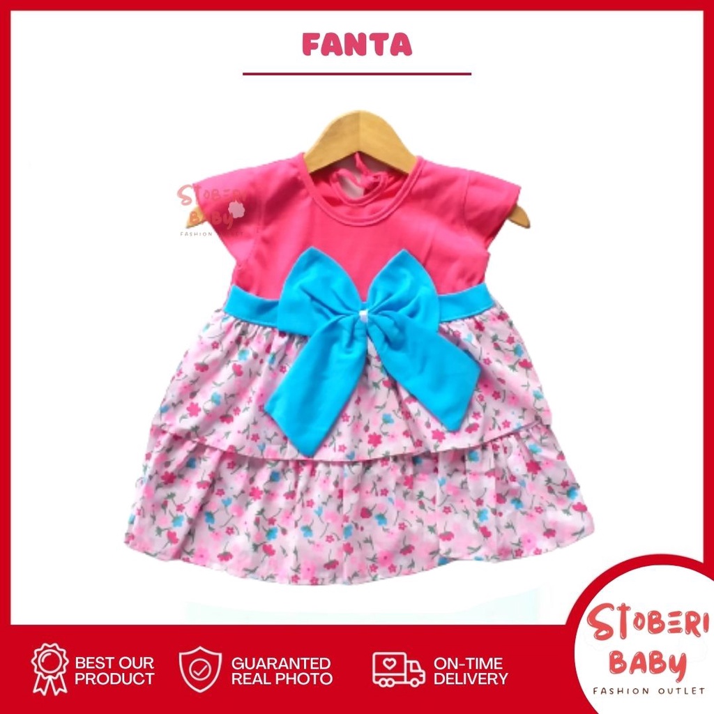 PUNCAK 3.3 stoberi baby - (EXCLUSIVE ON PUNCAK 3.3 stoberi BABY) Dress Bayi Motif Animal Lucu Baju Bayi Perempuan / QIU2 RIBBON FLOWER