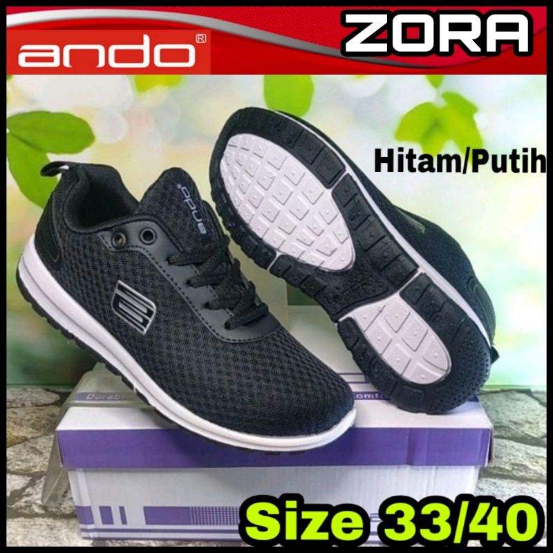 ANDO Sepatu Sneakers Cewek Cowok Sekolah Kerja Sport Shoes Zora Tali Anak Dewasa Tren Kekinian Origi