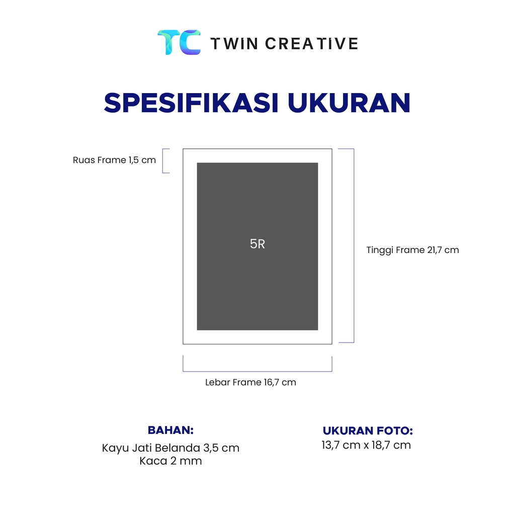 Hiasan Pajangan Dinding Bingkai Foto Sertifikat Pigura Meja Minimalis Jati Belanda 21,7x16,7 cm - Poster Frame Photo Kayu 5R