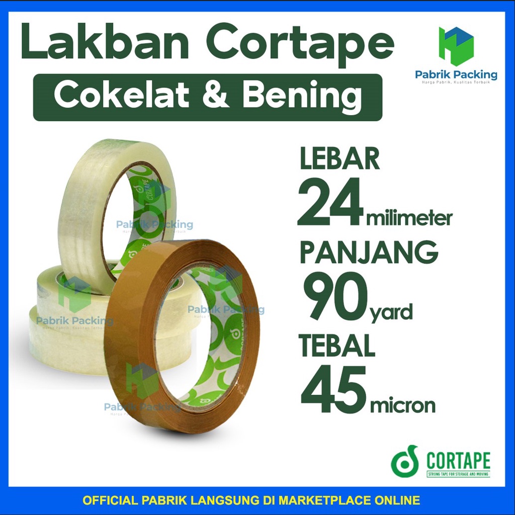 

Lakban / Isolasi Cortape Ukuran 24mm x 90yard Satuan