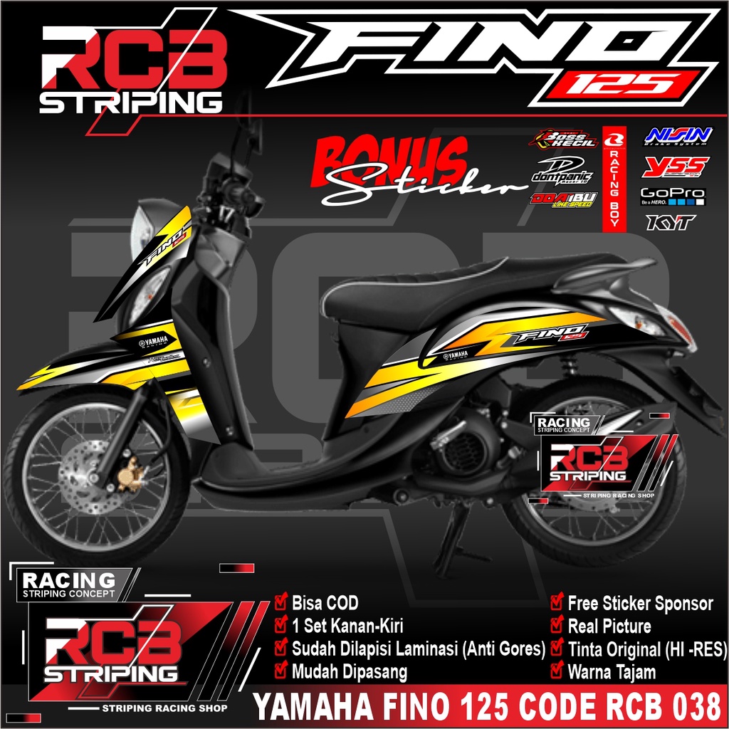 STRIPING MIO FINO 125 VARIASI STICKER SEMI FULL STRIPING MOTOR YAMAHA FINO 125 .RCB 038