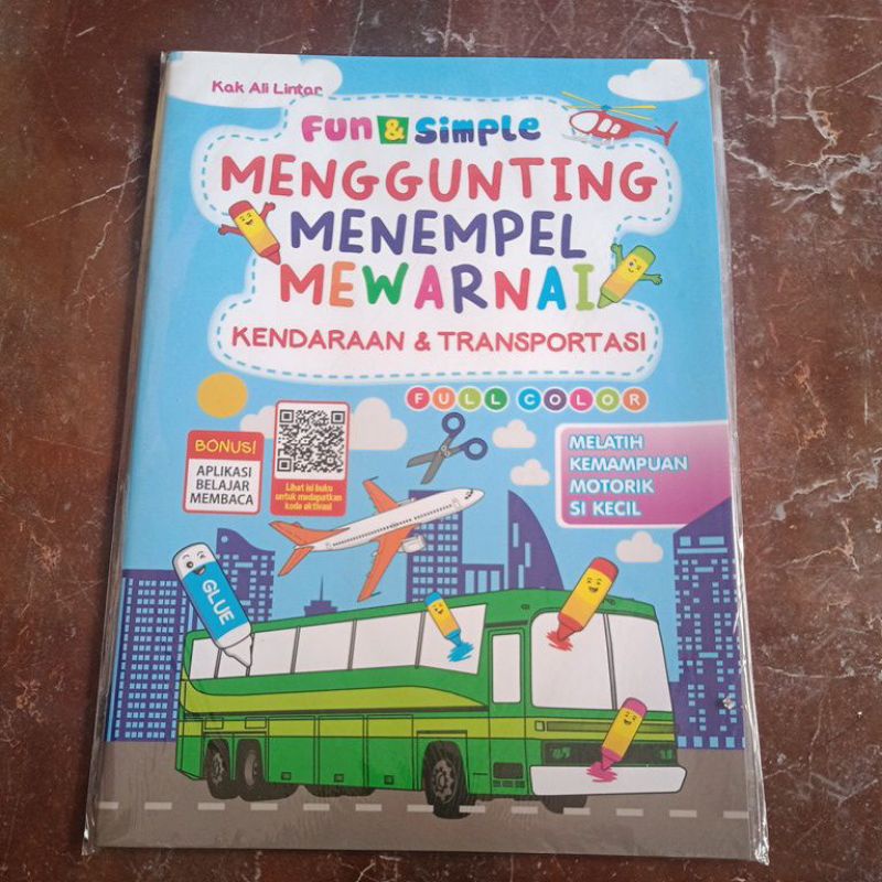 

BUKU ANAK TK PAUD FUN & SIMPLE KENDARAAN & TRANSPORTASI MENGGUNTING,MENEMPEL,MEWARNAI