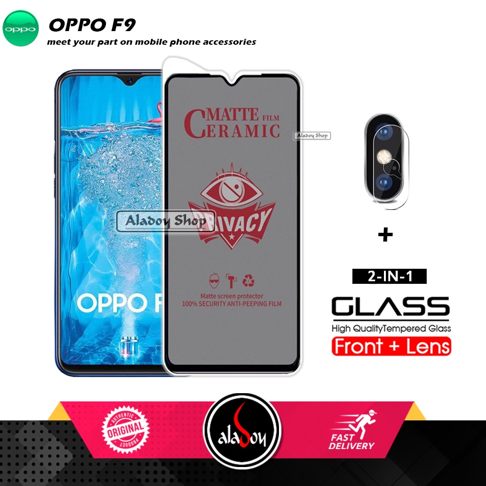 PAKET 2IN1 Anti Gores Privacy Oppo F9 + Tempered Glass Kamera