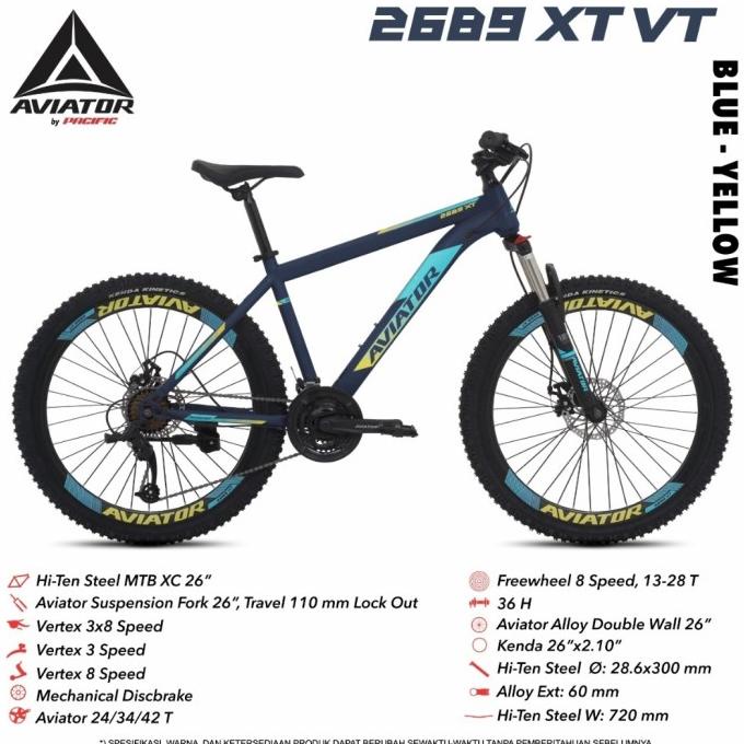 Diskon [COD] sepeda gunung mtb 26 aviator 2689 Rs velg tinggi
