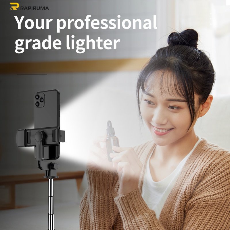 Tongsis Selfie Tripod Lampu LED Bluetooth 4 In 1 dengan remote control/ Selfie Stick Portable Flexible lampu LED/ Selfie Stick 360º-1
