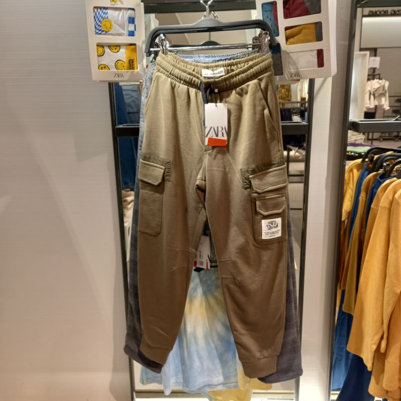 ZARA ORIGINAL SALE 50% ASLI Celana Panjang Anak Jogger Chino Spandex Denim Jeans Punk Abu Hitam