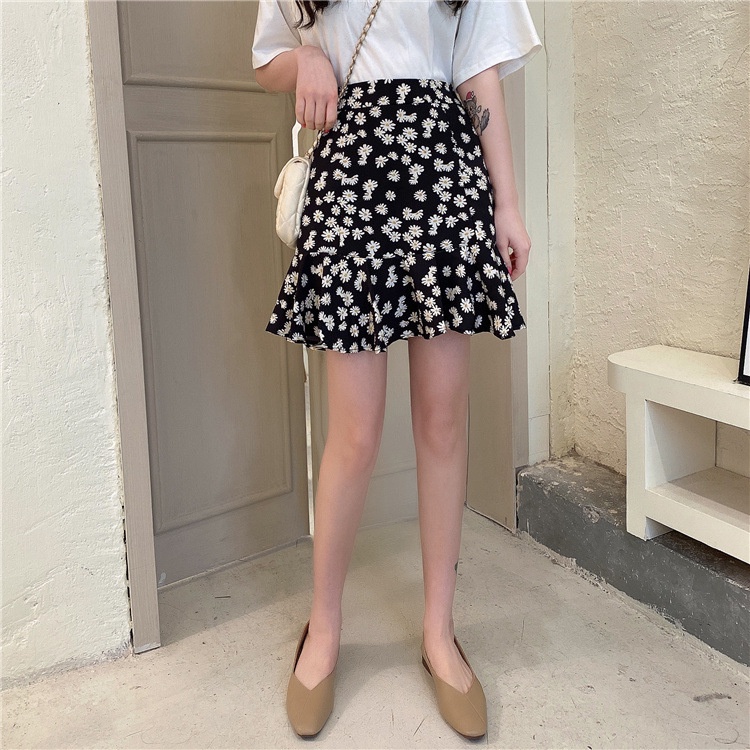 MOOGU ♡ Rok pendek daisy chiffon mini rok fashion dres wanita