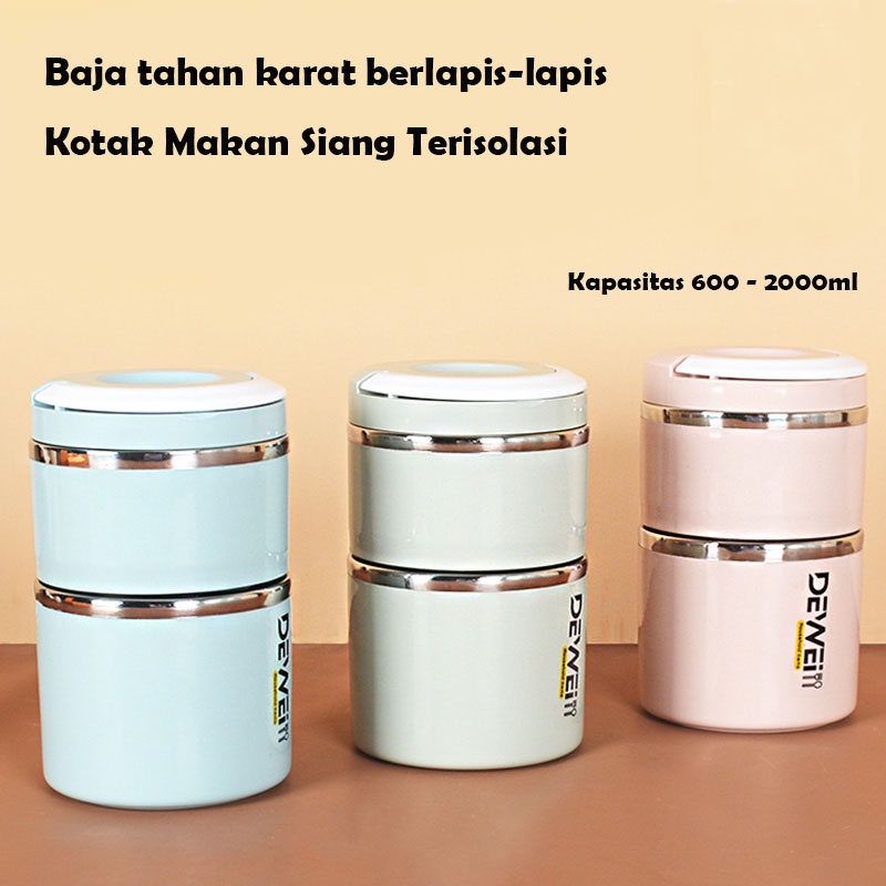 Tempat Makan Kotak Makan Stainless Steel 304 Tahan Suhu Tempat Makan Lunch Box Anti Karat