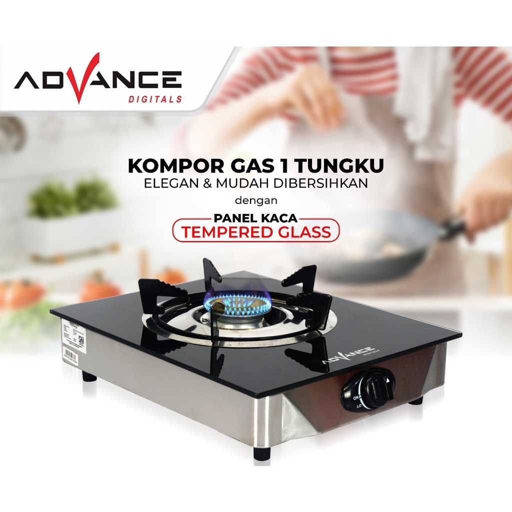 ADVANCE Kompor / STOVE Gas LPG Kaca 1 Tungku  GB-101 K