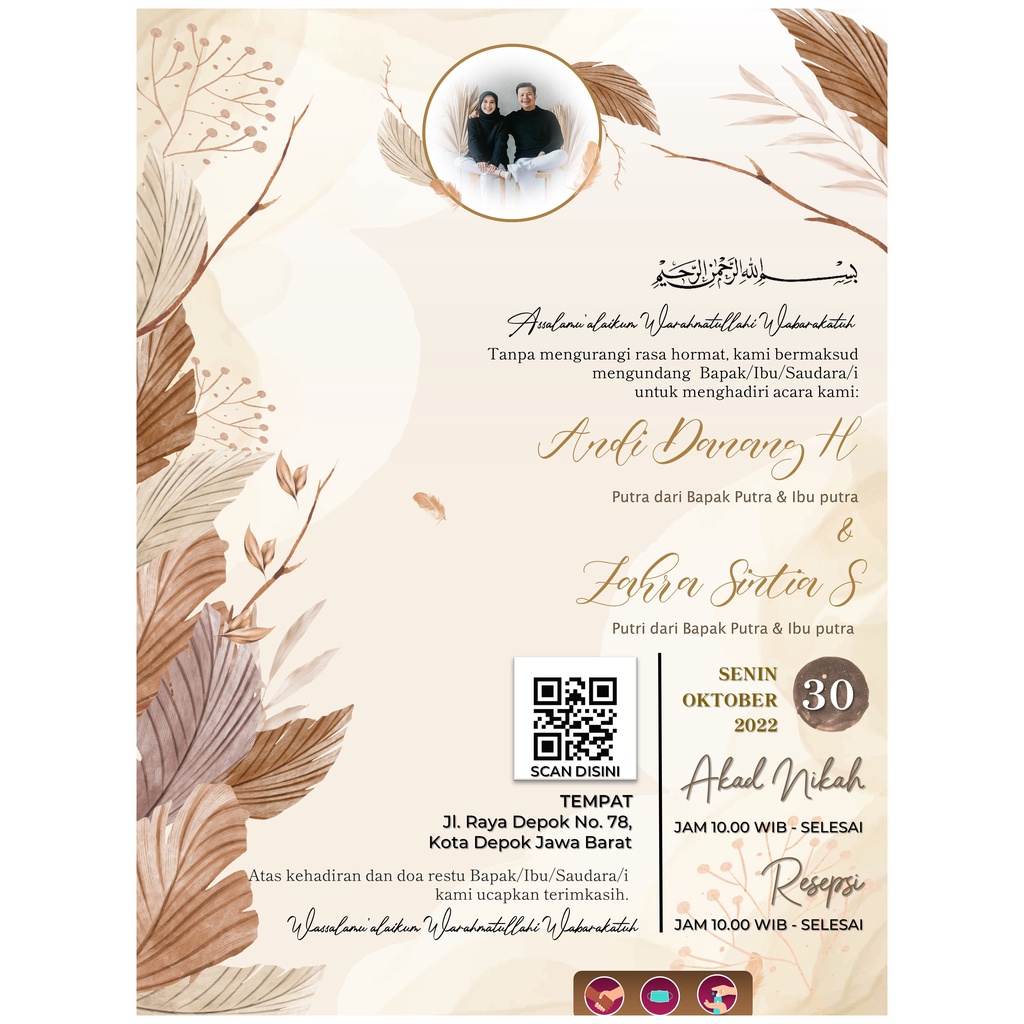 Undangan JPG Digital Pernikahan / Wedding Invitation / Invitation Center  Kode X5JPG