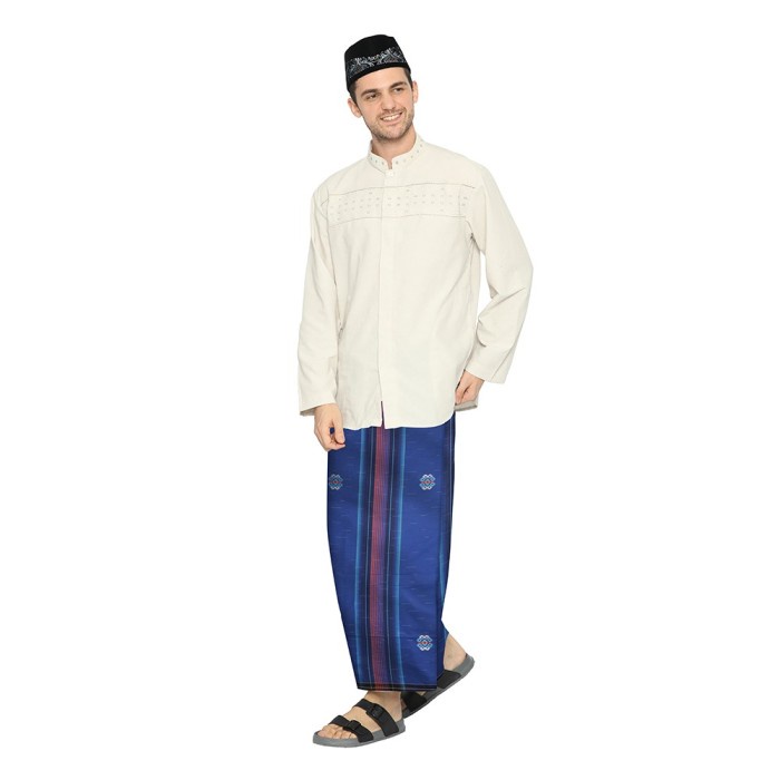 Sarung ATLAS Premium 770 Songket Gerimis Biru Orange